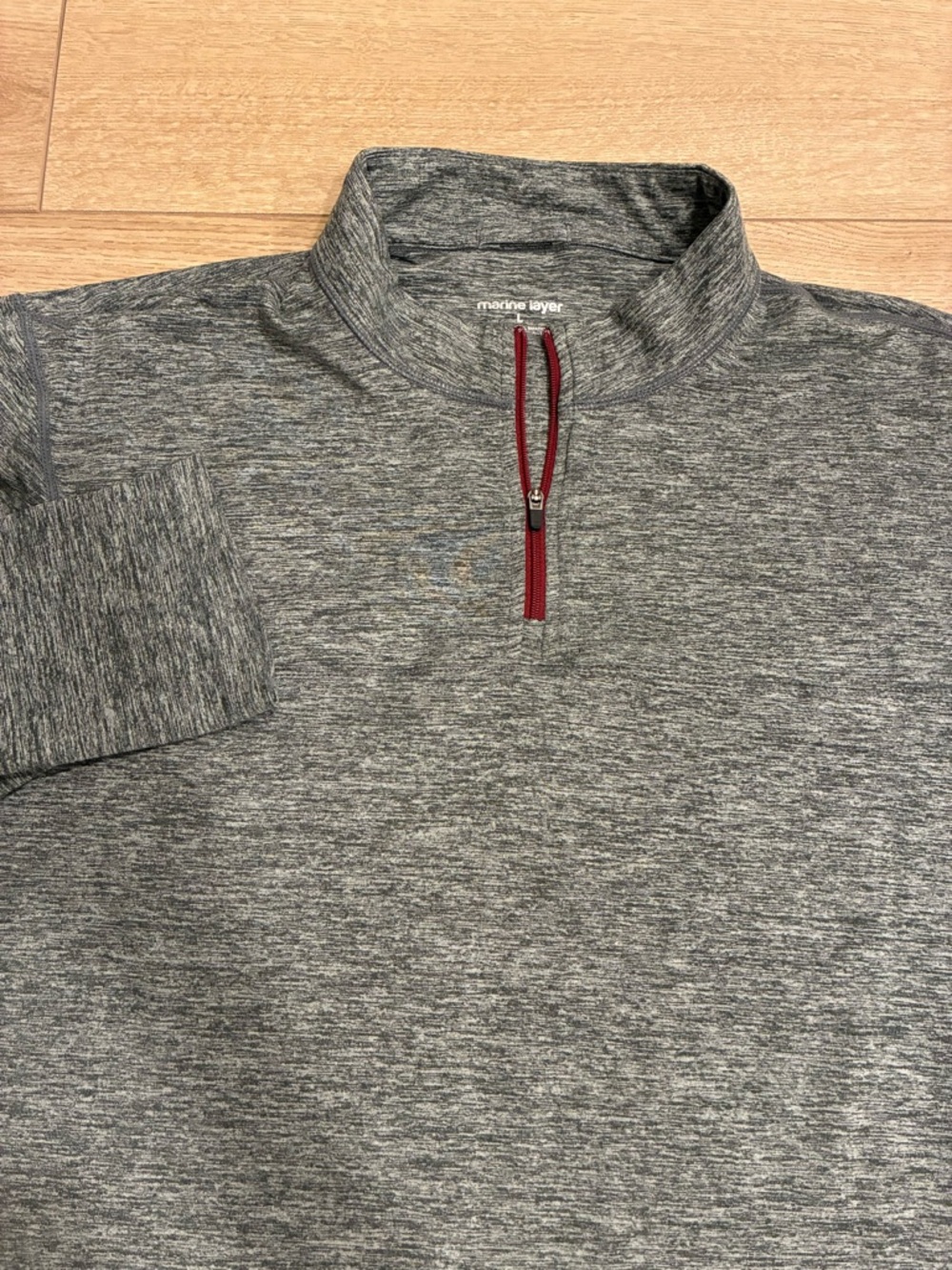 Marine Layer Men’s Sport Performance Quarter Zip Charcoal Gray Heather Size L